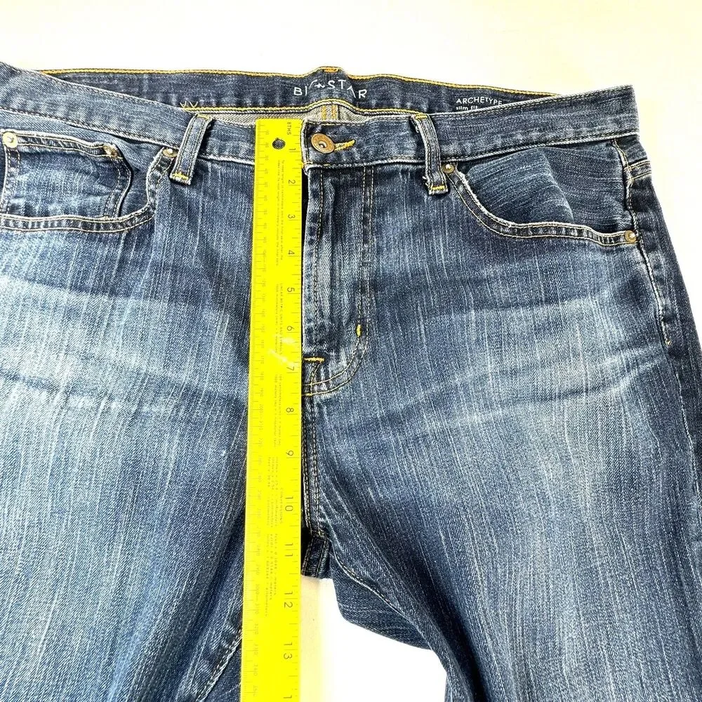Big Star Blue Jeans Mens Size 36R 38x31.5 Archetype Slim Fit Straight Leg Denim